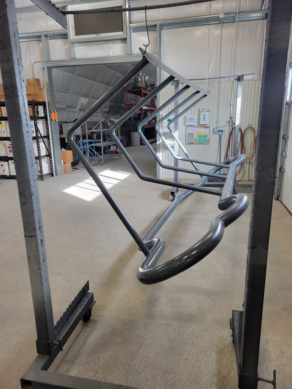 Grey powder coated tubular metal stand