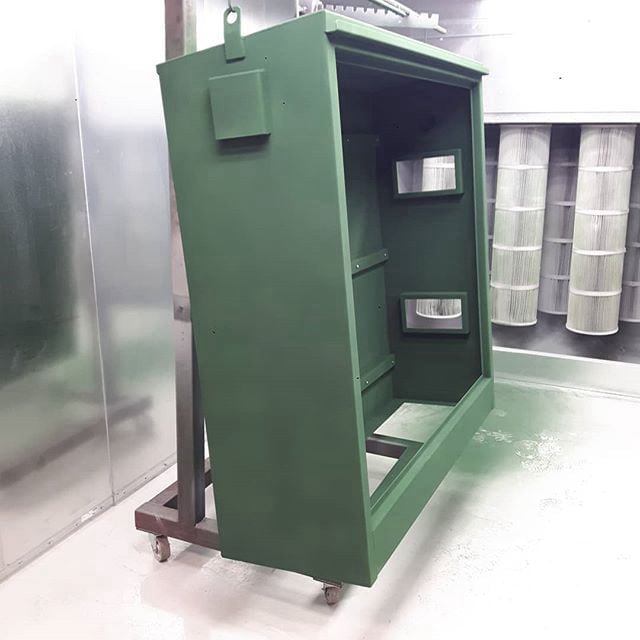 Green powder coated metal utility box